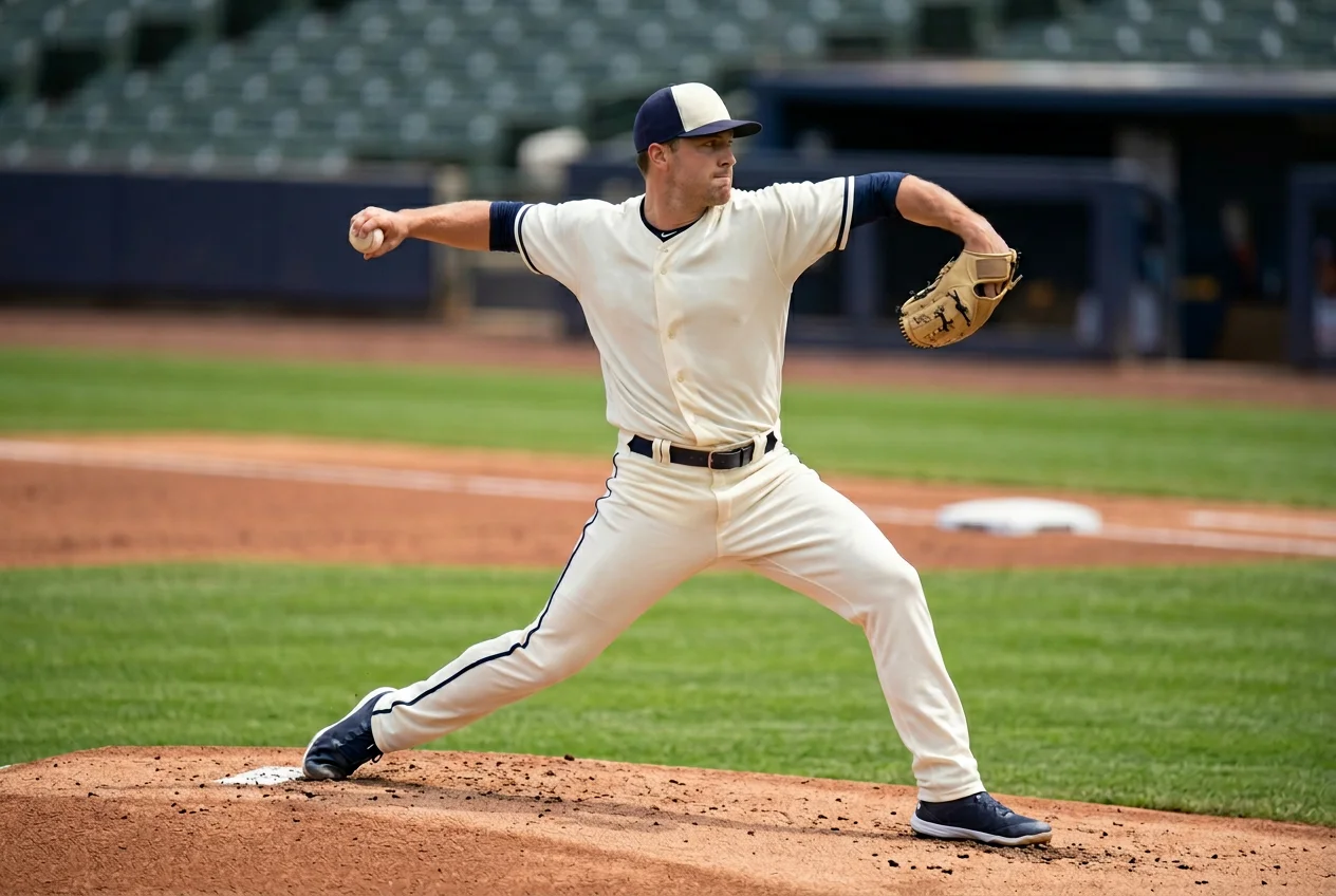Starting Pitcher beim Wurf in den ersten Innings eines MLB-Spiels