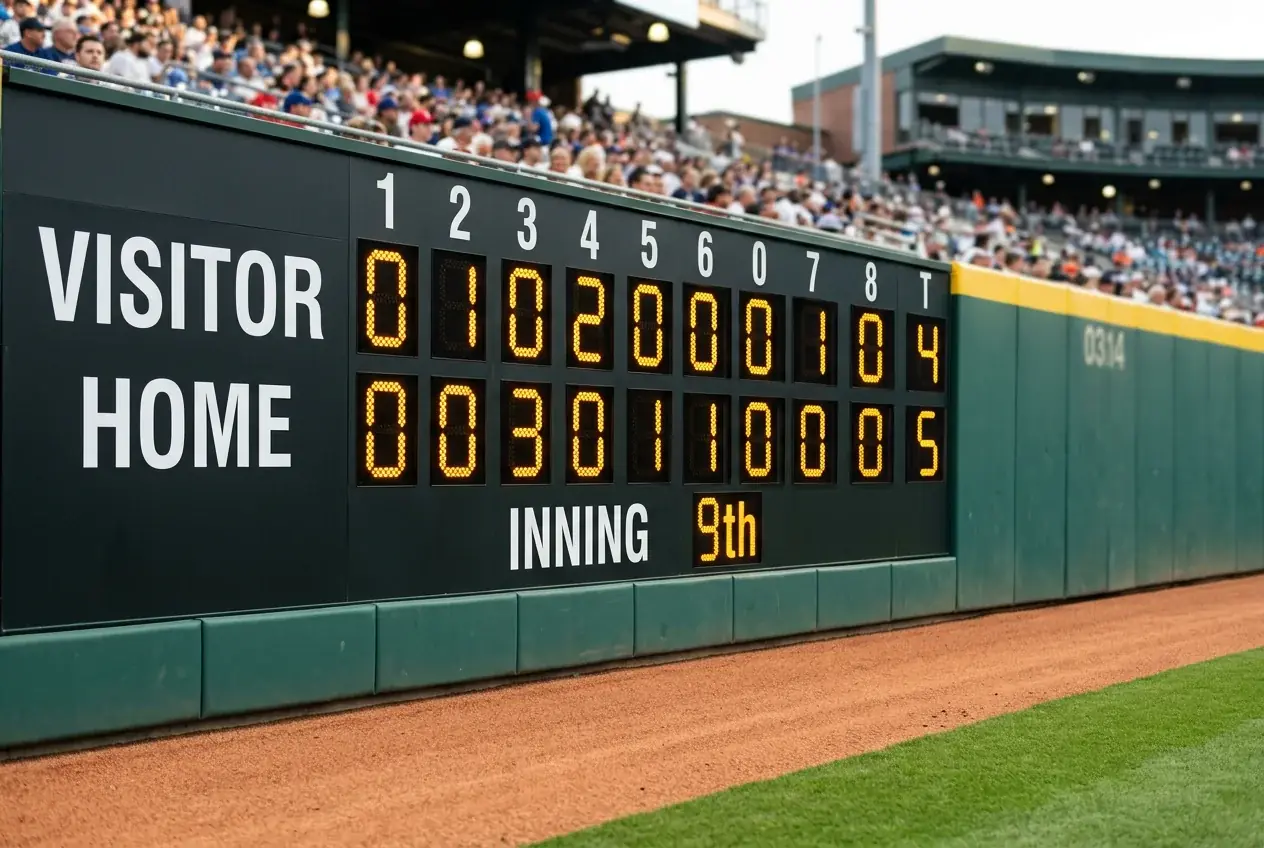 Anzeigetafel mit Innings-Score und Run-Total während eines MLB-Spiels