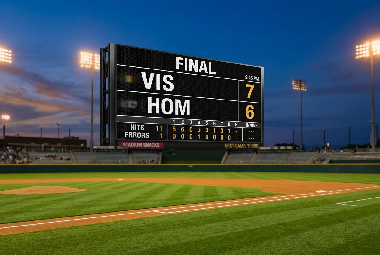 Anzeigetafel mit überraschendem Underdog-Sieg gegen einen Favoriten in der MLB